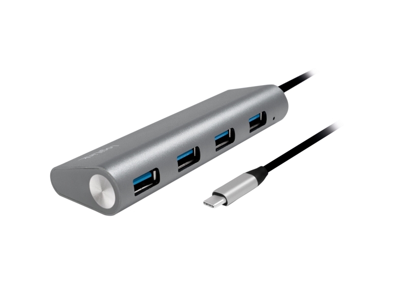 LogiLink UA0308, USB 3.2 Gen 1 (3.1 Gen 1) Type-A, USB 3.2 Gen 1 (3.1 Gen 1) Type-A, 5000 Mbit/s, Grå, Aluminium, CE, RoHS