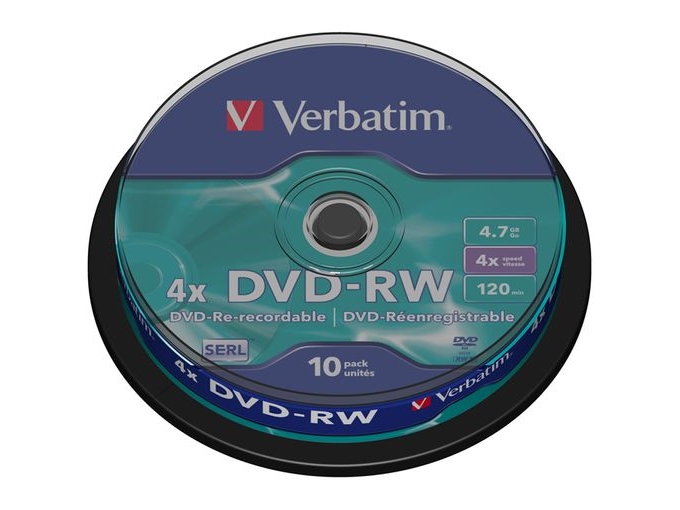 Verbatim DataLifePlus - 10 x DVD-RW - 4.7 GB 4x - sølvmatteret - spindle