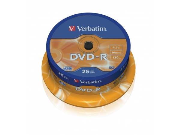 Verbatim - 25 X Dvd-R - 4.7 Gb 16X - Sølvmatteret - Spindle