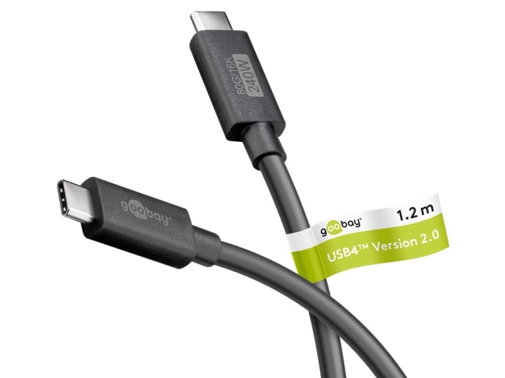 Goobay Usb-C Kabel Usb4 Gen4 1.2M Schwarz 16K/60Hz 4K/120Hz - Kabel - Digital/Daten (74376)
