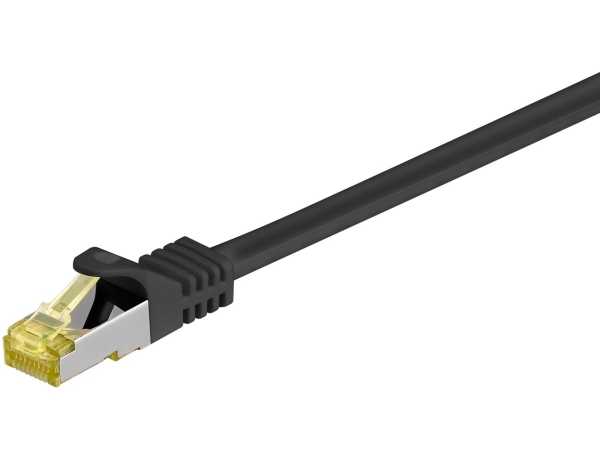 Goobay RJ45 netværkskabel S/FTP (PiMF), 500 MHz, med CAT 7 råkabel, sort, 20 m LSZH halogenfri kabelkappe, kobber, RJ45-hanstik (CAT 6A)