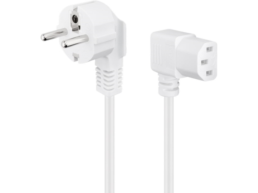 Vinkelkontaktkabel för kallt apparat på båda sidor, 1,5 m, vit | Annan EL - Övriga artiklar | GameStuff