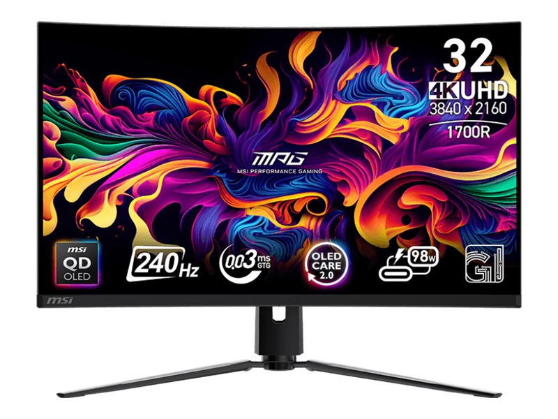 Msi Mpg 321Curxde Qd-Oled - Oled-Monitor - Gaming - Gekrümmt - 32" (31,5" Zur Ansicht) - 3840 X 2160 Uhd @ 240 Hz - 1000 Cd/M² - 1500000:1 - Displayh