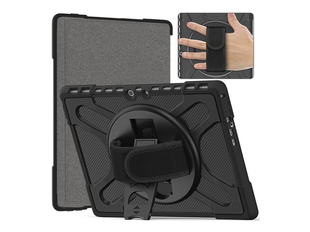 Estuff Atlanta - Bagsidecover Til Tablet - Grov - Termoplastisk Polyuretan (Tpu), Polykarbonat - Sort - For Microsoft Surface Pro 8