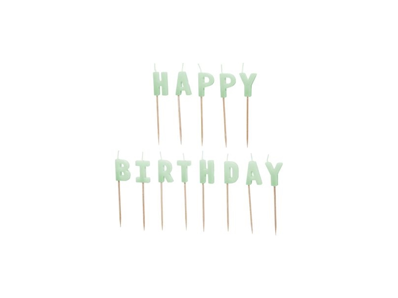 Lys Grøn Happy Birthday Kagelys
