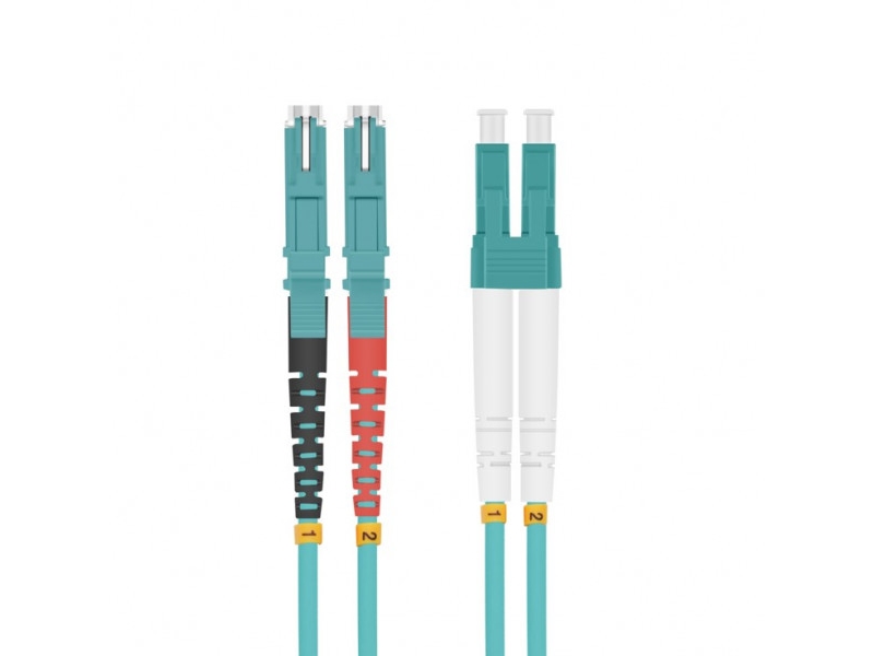 Helos Fiberoptisk Patchkabel E2000 (Lsh)/ Lc Duplex 50/125Μm Om3 Aqua 10,0M - 50/125 Μm, Multimode - Om3 Fiber Til 10 Gigabit/S - E2000 (Lsh) Duple