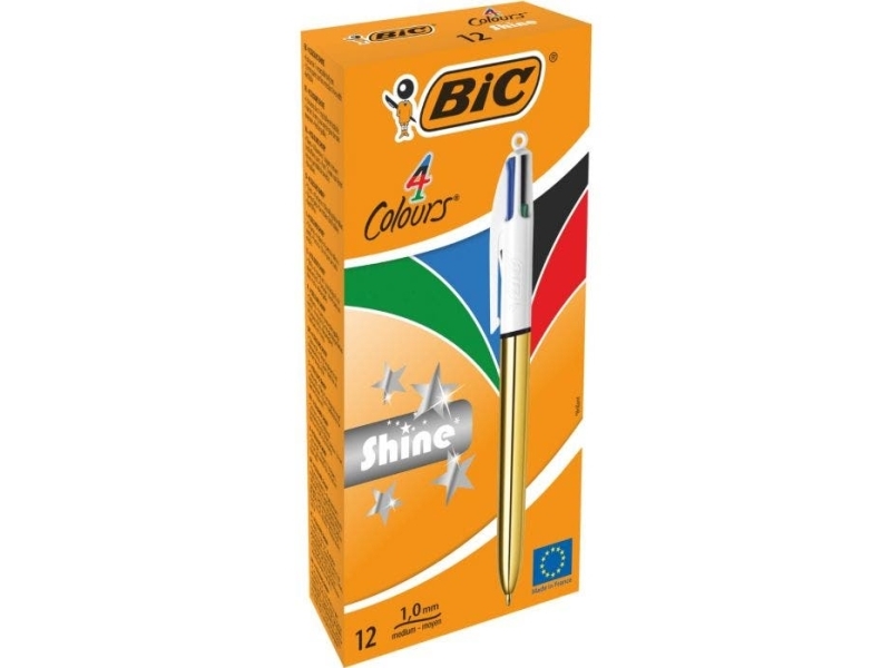 Bic 982878, Clips, Clip-On Udtrækkelig Kuglepen, Flerfarvet, 12 Stk, Mellem