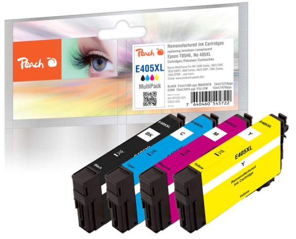 Peach 0F321358, Hohe (Xl-) Ausbeute, Schwarz, Magenta, Gelb, Cyan, 21 Ml, 15 Ml, 4 Stück(E), Multipack