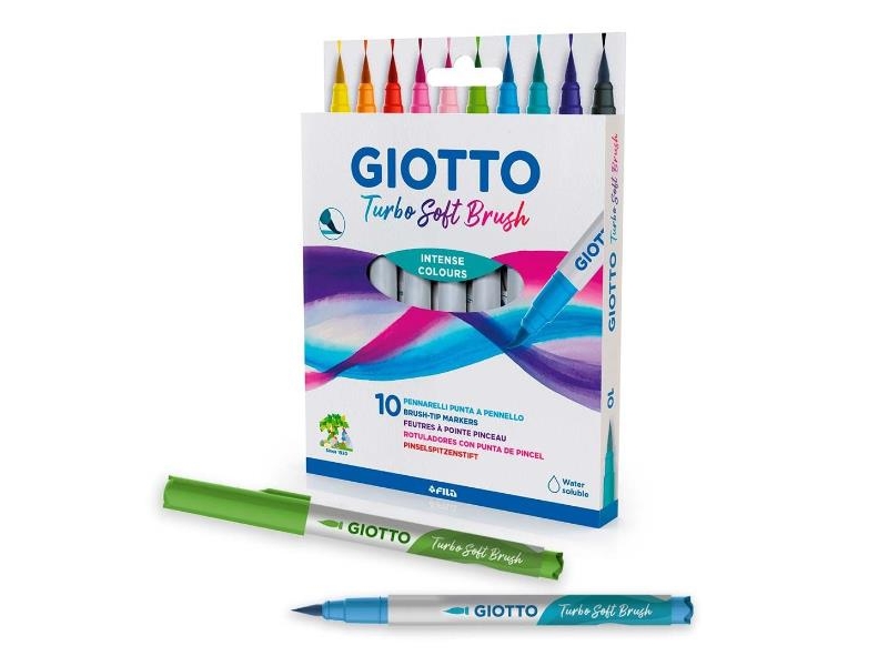 Giotto F426900, Fin, 10 farver, Forskellige farver, Penselspids, Forskellige farver, Rund