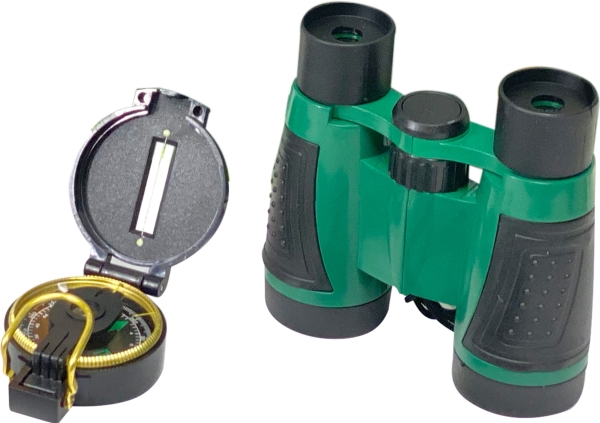 Kiikarit ja kompassi setti