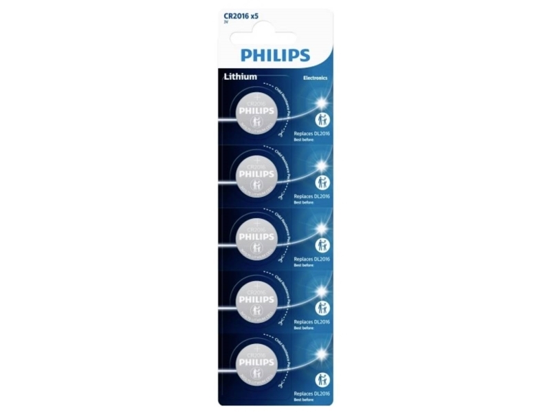 Philips Kolikkoparisto CR 2016 3 V 5 kpl Litium Minikennot