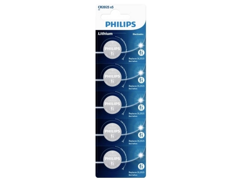 Philips knappcellsbatteri CR 2025 3 V 5 st Litium Minicells | EL Artiklar - Batteri - Knappcell batteri | GameStuff