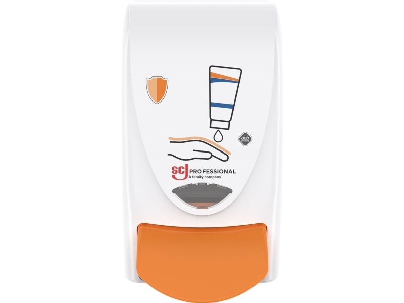 Dispenser, SCJ Professional Protect, 1000 ml, hvid, plast, manuel, med orange knap,1