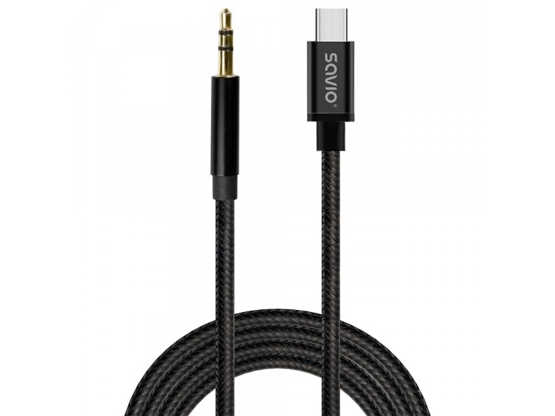 Savio Usb-C - Mini Jack 3.5 Mm Usb Kabel 1 M Schwarz (Cl-187)