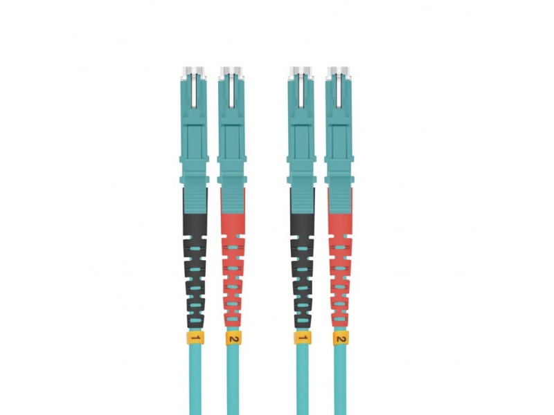 Helos Fiberoptisk Patchkabel E2000 /E2000 (Lsh) Duplex 50/125Μm Om3 Aqua 2.0M - 50/125 Μm, Multimode - Om3 Fiber Til 10 Gigabit/S - E2000 (Lsh) Dup