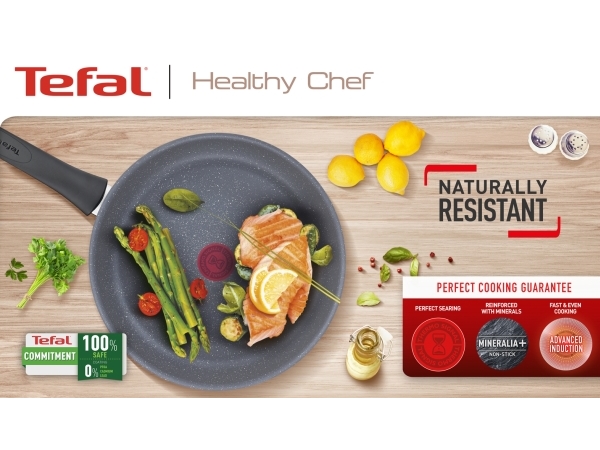 Tefal Healthy Chef G15002, Rund, Allzweckpfanne, Grau, Mineralia +, 175 °C, Aluminium