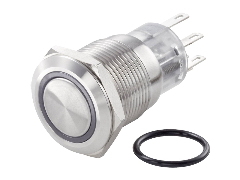 Conrad Tc-Las1-Agq-11E/42Rgb/Vandalismusgeschützter Druckschalter 250 V/Ac 3 A 1 X, Edelstahl, Edelstahl, 250 V, 3 A
