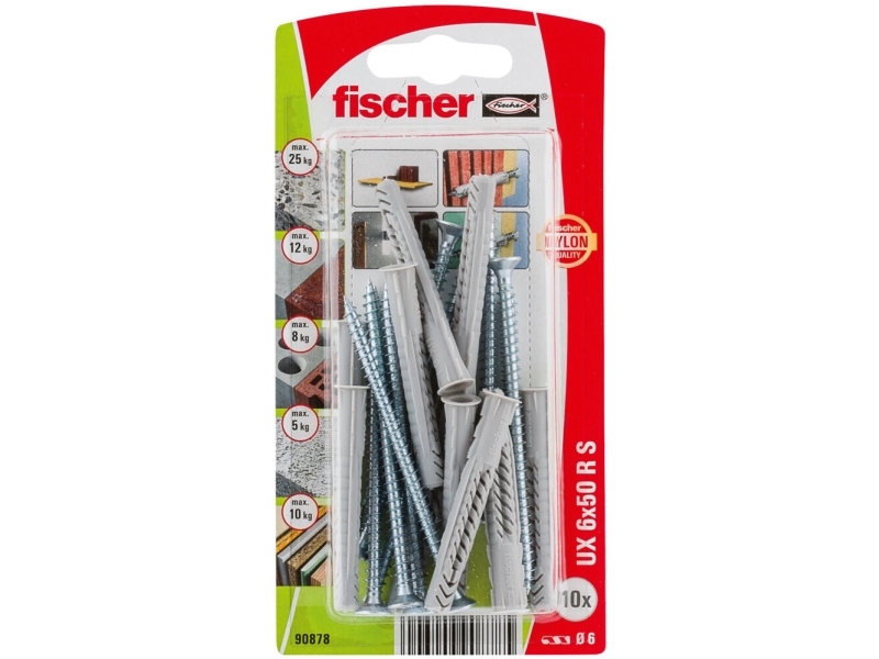 Dowels with screw UX 6 x 50 mm, 10 pcs. | Skrivare - Skrivartillbehör - Handskanner | GameStuff