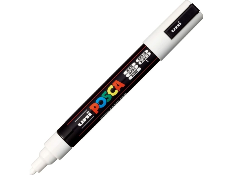 Paintmarker, Uni-Ball POSCA PC-5M, 1,8-2,5 mm,hvid | Skrivredskap - Märkpennor - Permanent Marker | GameStuff