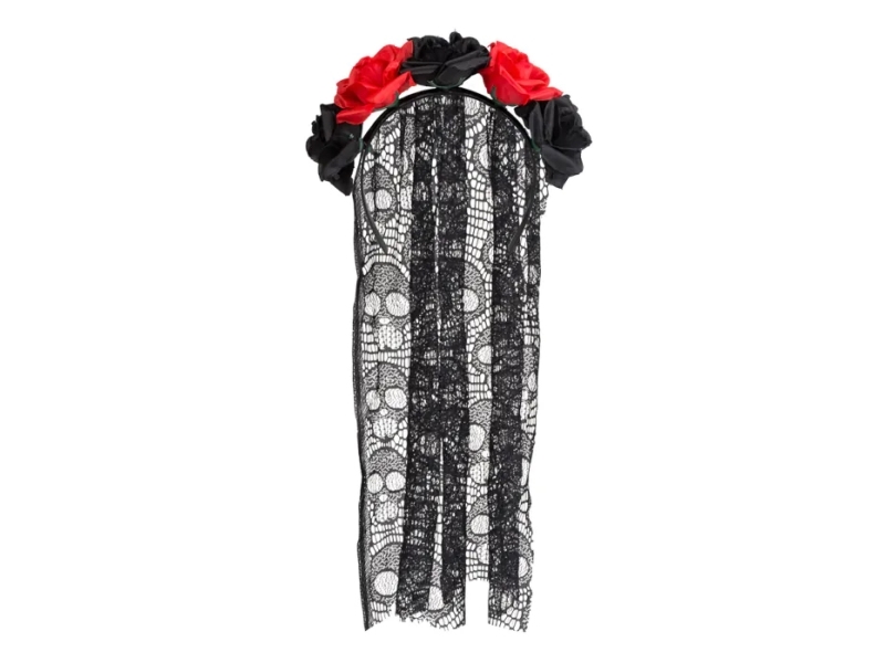 Boland 97064, Fancy Dress Tiara, Adult, Female, Polyester, Polypropylene (Pp), Black, Red, 50 G