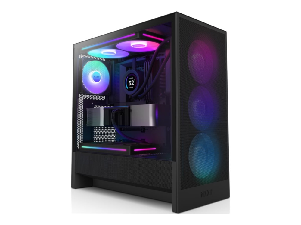 Nzxt H5 Flow Rgb, Midi Tower, Pc, Schwarz, Atx, Eatx, Micro Atx, Mini-Itx, Sgcc, Gehärtetes Glas, Gaming