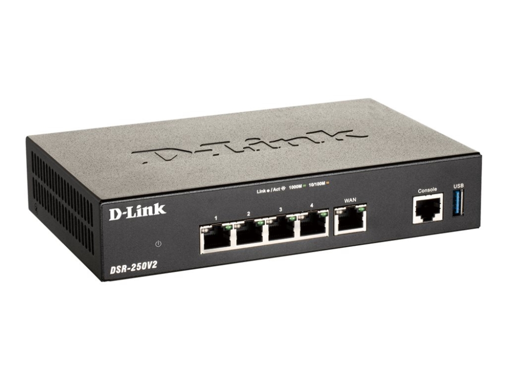 D-Link Dsr-250V2, 802.11G, Eingebauter Ethernet-Anschluss, Schwarz, Desktop-/Pol-Router