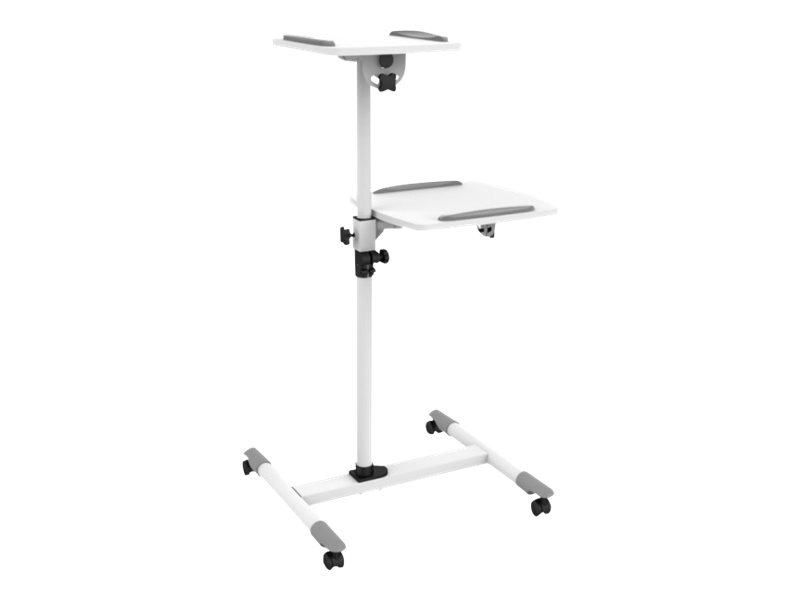 Techly - Vogn Med Hjul - For Projektor / Notebook - Træ, Stål - Grå, Hvid