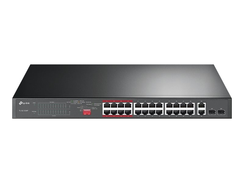 Tp-Link 24-Port 10/100Mbps + 2-Port Gigabit Unmanaged Poe+ Switch, Unmanaged, Gigabit Ethernet (10/100/1000), Power Over Ethernet (Poe), Rack-Einbau,