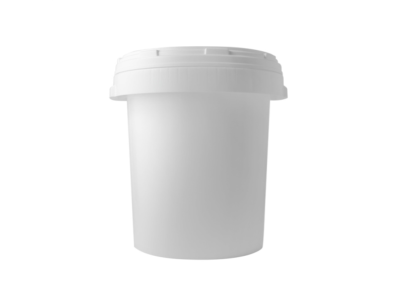 Okko Plastic Bucket For Food With Cover, White, 52 L