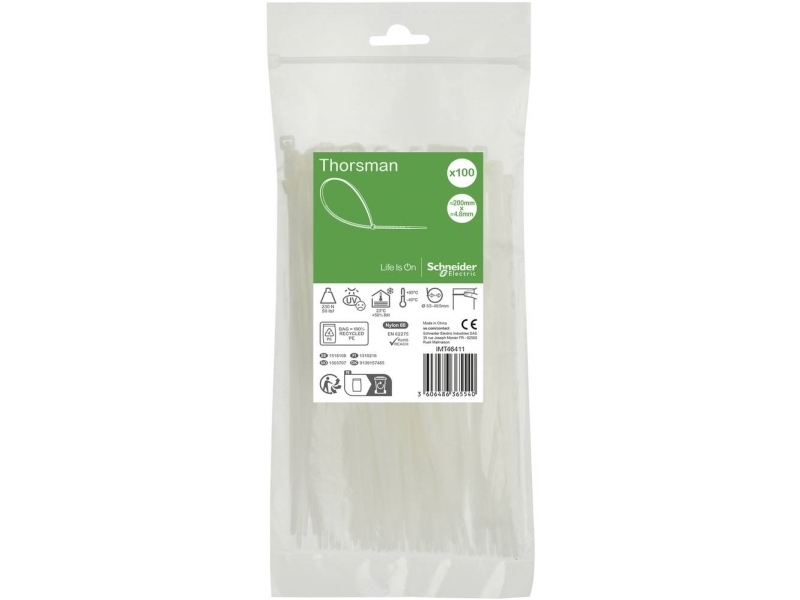 SCHNEIDER ELECTRIC buntband Thorsman 200x4,8mm natur 100 st | EL Artiklar - Antenn - Antenn | GameStuff