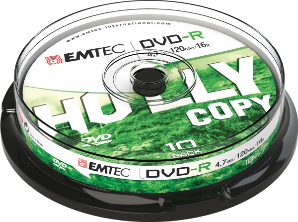 Emtec - 10 X Dvd-R - 4.7 Gb (120Min) 16X - Sølv - Spindle