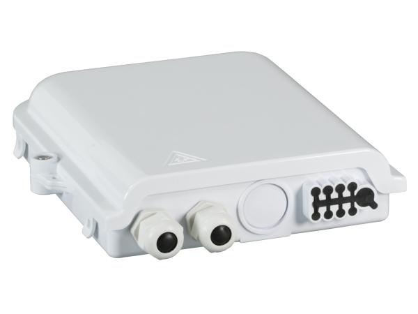 FTTH IP65-liitäntärasia 8 kuidulle, 8 liitännälle ja kuitujen ylipituuden tuelle (FTTH-BOX-OUT-2)
