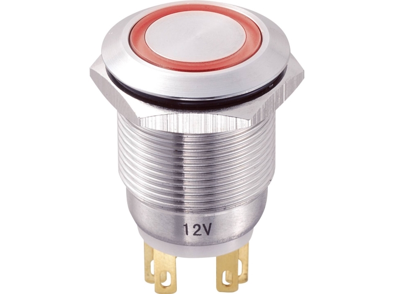 Tru Components Las1-Gq-11E/R/12V Festverdrahteter Taster 250 V/Ac 5 A 1 X Aus/(Ein) Berührung Rot Ip65 1 Stück