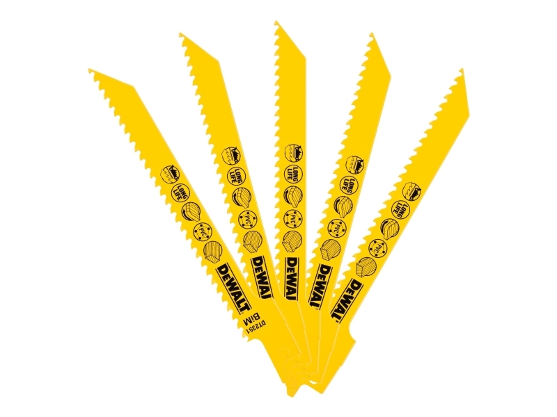DeWALT DT2351-QZ, Tigersågblad, 5 styck | Elverktyg - Sågblad - Sticksågsblad | GameStuff