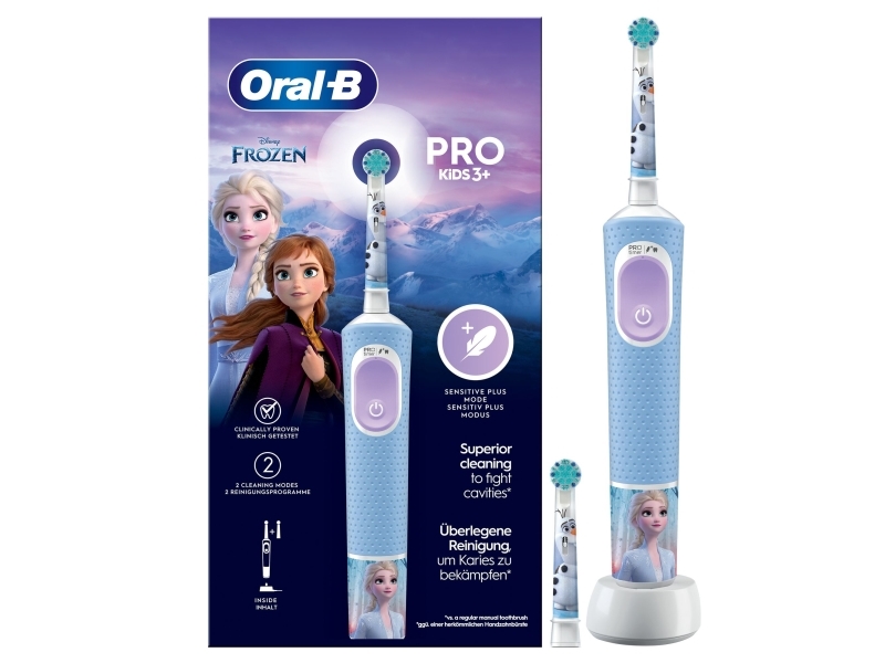 Oral-B Pro Kids, Kind, Rotierende-Vibrierende Zahnbürste, Tägliche Pflege, Super Sensitive, Hellblau, Akku, Integrierte Batterie