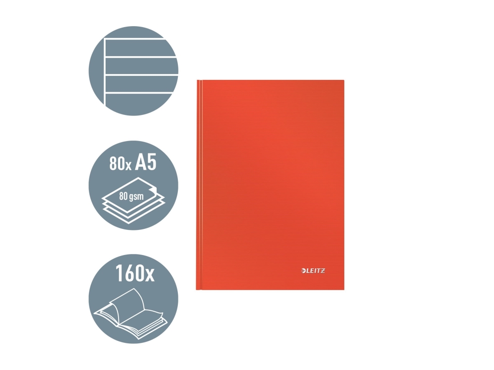 Leitz Solid - Notizbuch - A5 - 80 Blatt / 160 Seiten - liniert - rosa - Kunststoff