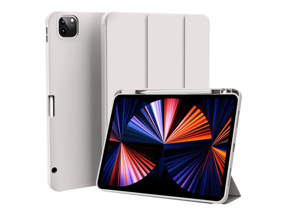 Estuff Miami - Flipomslag Til Tablet - Polyuretan-Læder, Termoplastisk Polyuretan (Tpu), Polykarbonat - Grå, Klar - 10.2" - For Apple 12.9-Inch Ipad