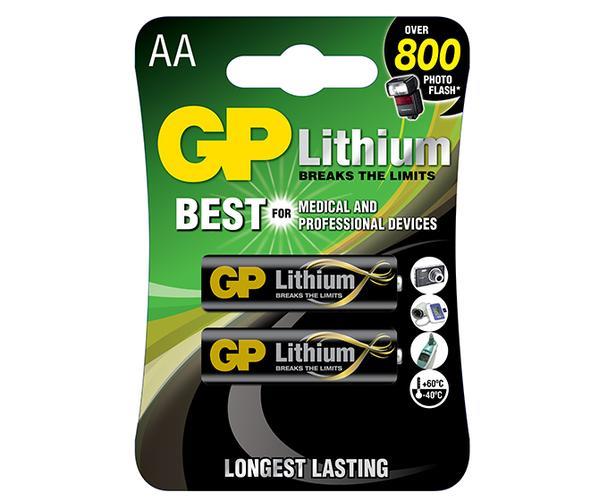 Gp Batteries Lithium 15Lf, Engangsbatteri, Aa, Lithium, 2 Stk, 10 År, -30 - 60 °C