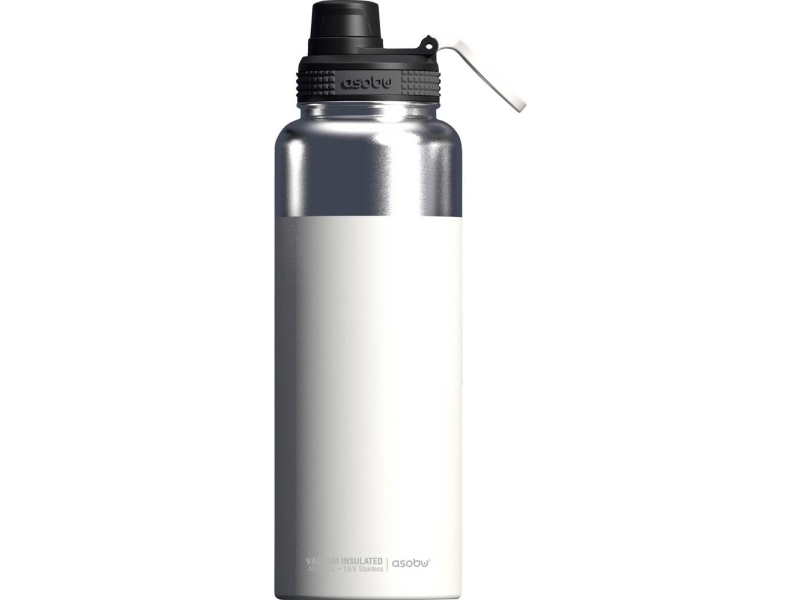 Asobu Mighty Alpine Flask Isolierte Outdoorflasche Aus Edelstahl - 1 Liter - Weiß (Tmf5 White)