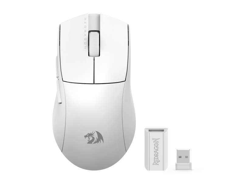 Redragon M916w-Lit-1K, Rf Wireless + Bluetooth + Usb Type-C, Hvid