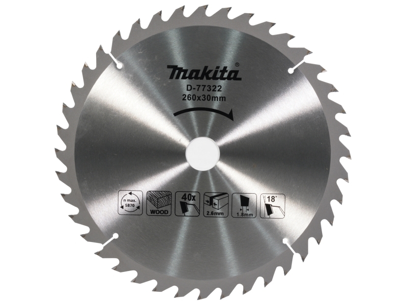 Makita Holz-Trennscheibe 260X2,6X30,0 Mm Z40 18°