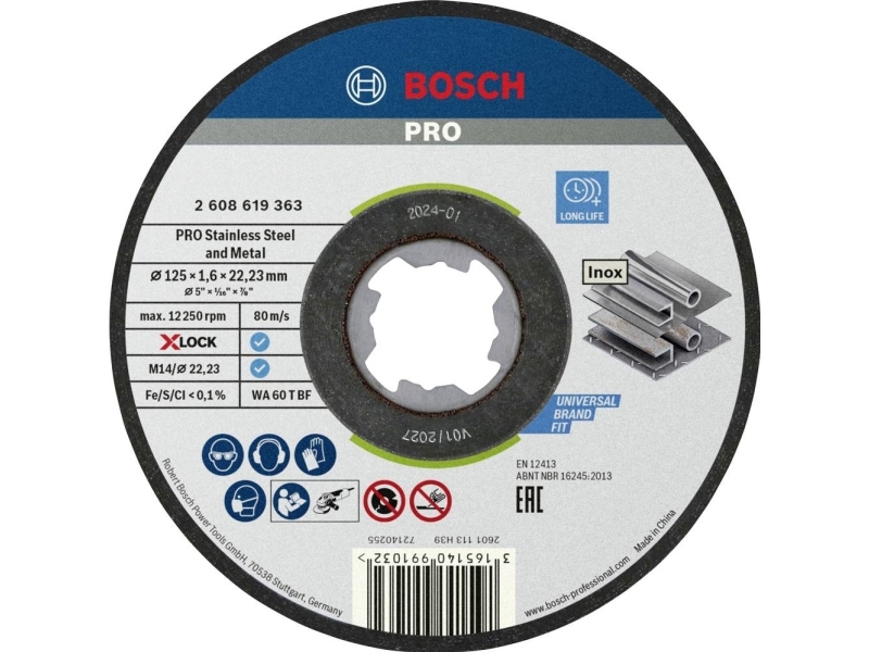 Bosch Pro Stainless Steel And Metal X-Lock Trennscheiben 125X1,6Mm 10 St.