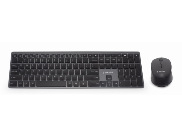 Gembird Kbs-Eclipse-M500-Pt, Rf Wireless, Scherenschlüsselschalter, Qwerty, Led, Grau, Maus Enthalten