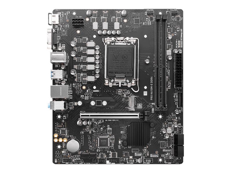 Msi Pro H610m-E Ddr4 - Bundkort - Micro Atx - Lga1700 Sokkel - H610 Chipset - Usb 3.2 Gen 1 - Gigabit Lan - Onboard Grafik (Cpu Påkrævet) - Hd Audio