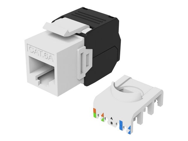Equip Cat.6A Ungeschirmte Keystone-Buchse Werkzeuglos, 8 Stück/Set, Weiß, Flach, Weiß, Rj-45, Lsa, Weiblich, 10Gbase-T