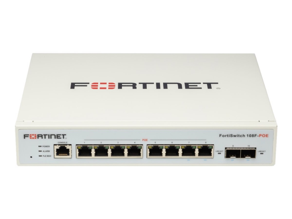 Fortinet Fortiswitch 108F-Poe, Managed, L2+, Gigabit Ethernet (10/100/1000), Power Over Ethernet (Poe), Rack-Einbau