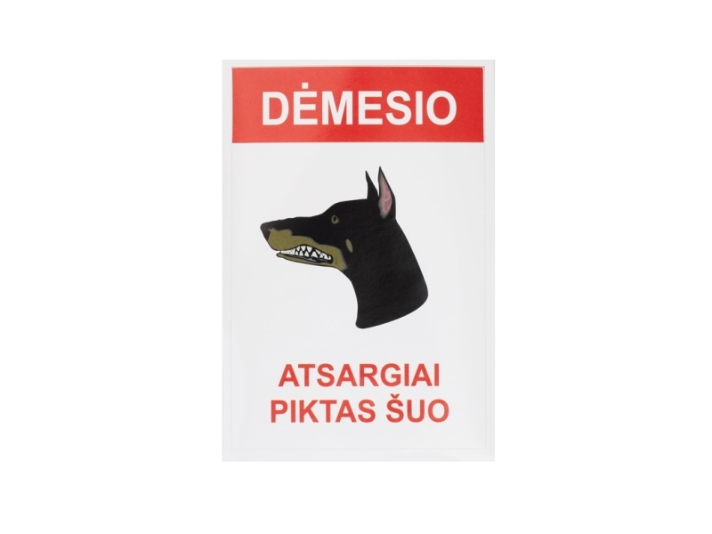 Nenurodyta_V Sticker Caution Angry Dog 180X120mm