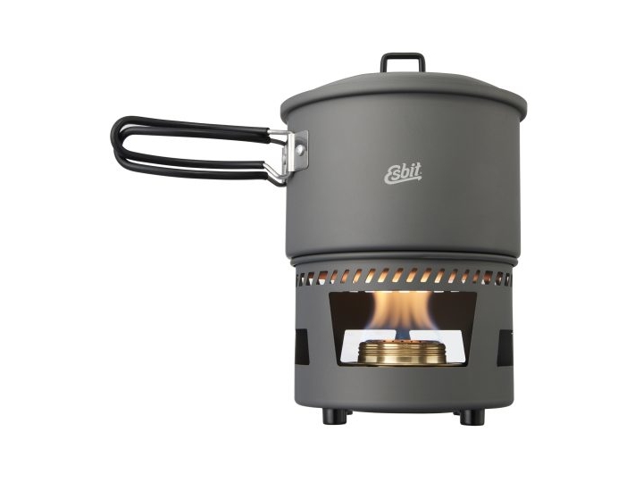 ESBIT Cookset with alcohol burner, Burk, Gjuten aluminium, 1,5 l, Gjuten aluminium, Svart, Gjuten aluminium, 15,4 cm | Utomhus - Camping - Köksredskap | GameStuff