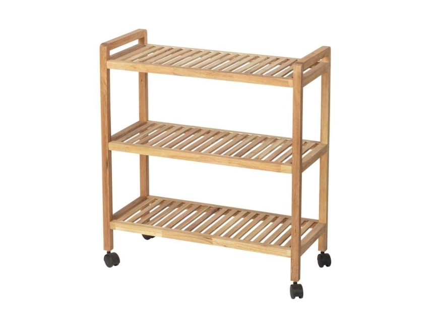 Badrumsvagn NORWAY med tre hyllplan, valnötsträ, WENKO | Köksapparater - Storköksutrustning - Inventarier - Hyllor | GameStuff