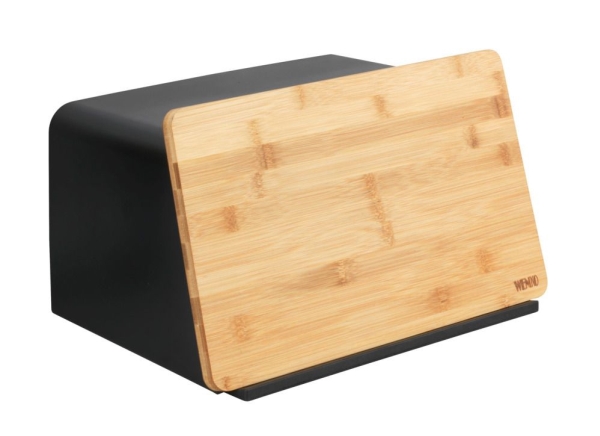 Wenko Kubo, Rektangulær, Sort, Træ, Bamboo, Plast, Træ, Bamboo, Hængslet Låg